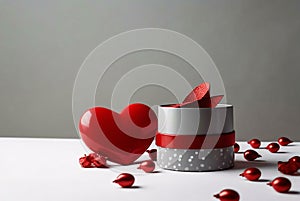 heart shaped box with a ribbon heart shaped box with red ribbonheart shaped box