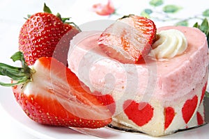 Heart shaped cake with strawberries