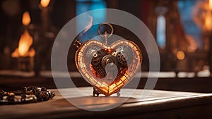 heart shaped candle _A steampunk heart on fire. The heart is a magical artifact that is activated by a wooden wand.