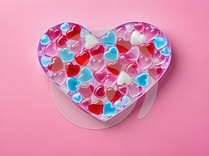 a heart shaped candy filled with lots of hearts