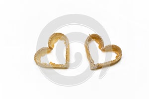 Heart shaped candy with white background photo