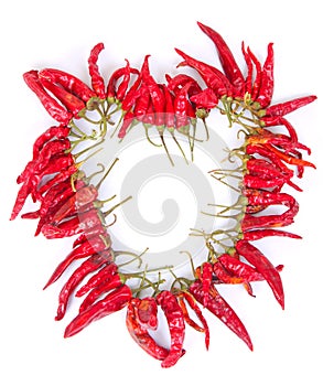 Heart shaped chaplet of dried chilies photo