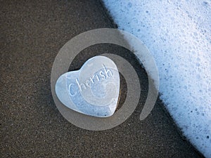 Heart-shaped Cherish Stone On Sand