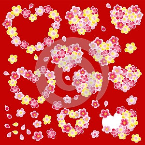 Heart-shaped cherry blossom bouquet material collection,