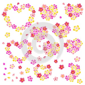 Heart-shaped cherry blossom bouquet material collection,