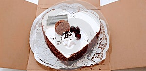 Heart shaped chocolate birthday cake