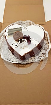 Heart shaped chocolate birthday cake