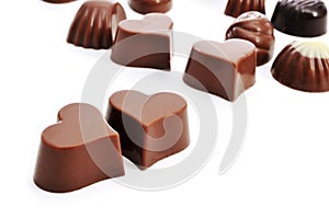 Heart-shaped chocolate bonbons photo