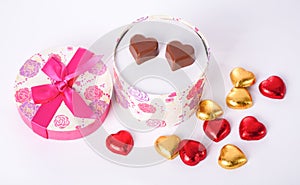 Heart Shaped Chocolate Love in rounded gift box Valentines Day