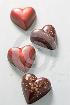 Heart shaped chocolate pralines