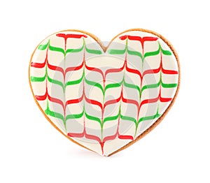Heart shaped Christmas cookie isolated on white