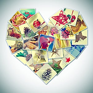 Heart-shaped christmas pictures collage