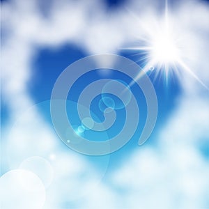 Heart shaped cloud in the blue sky