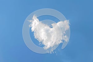 heart shaped cloud on blue sky background    .