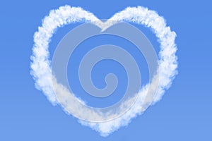 Heart shaped cloud in blue sky