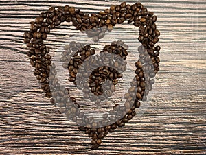 heart-shaped coffee beans love natural symbol flavor photo