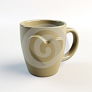 Heart-shaped Coffee Mug With Vray Tracing And Earth Tones