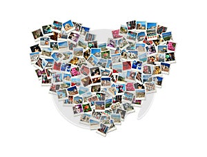 Heart shaped collage made of world travel photos photo