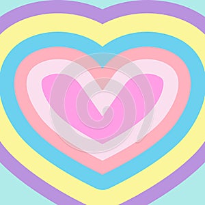 Heart-shaped concentric stripes vector background.