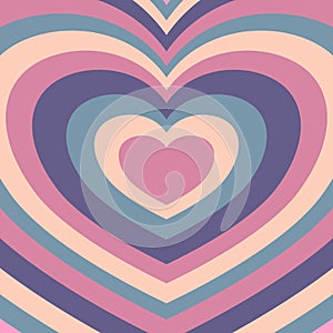 Heart-shaped concentric stripes vector background.