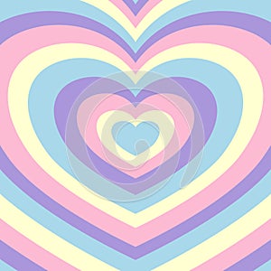 Heart-shaped concentric stripes vector background.