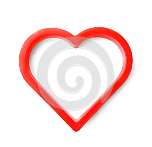 Heart shaped cookie cutter on white background