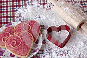 Heart shaped cookies and cutter