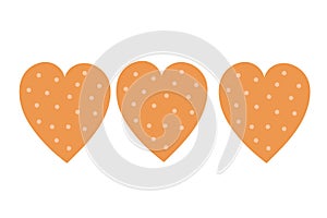 Heart shaped cookies on an isolated background. Tea time. Dessert. Design elements. Unhealthy food. Vector