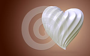 Heart shaped cream, on a gradient background