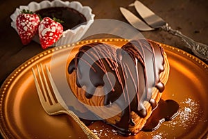 heart-shaped croissant filled with chocolate or almond paste for surprise birthday party