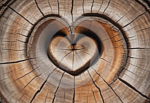 A heart-shaped cross-section of a tree trunk