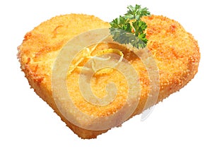 Heart shaped crumbed escalope photo