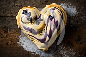 heart-shaped danish pastry with blueberry jam and cream cheese filling