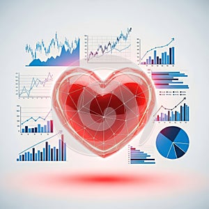 Heart shaped data visualization isolated on white background