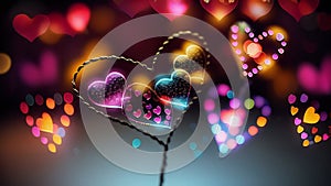 heart-shaped decoration sparkling against a backdrop of colorful bokeh