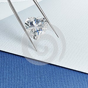 Heart Shaped Diamond on Background in Blue and White