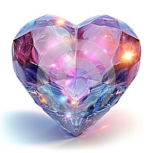 A heart shaped diamond with a pink center, St. Valentines day symbol