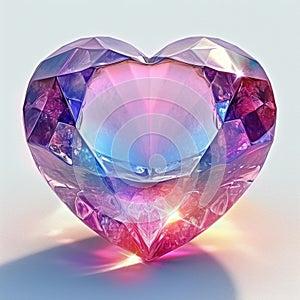 A heart shaped diamond on a white surface, St. Valentines day symbol