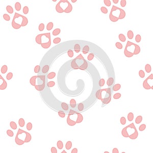Heart shaped dog paw prints