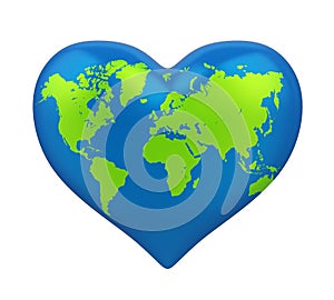 Heart Shaped Earth Isolated