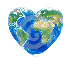 Heart Shaped Earth Isolated photo