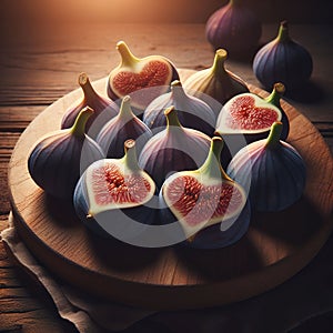 Heart-shaped figs. White background. Insulation. Generative AI