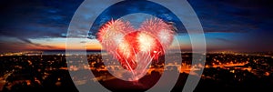 Heart-Shaped Fireworks: A fireworks display in the shape of a heart lighting up the night sky.