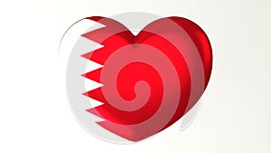Heart-shaped flag 3D Illustration I love Bahrain