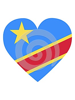 Heart Shaped Flag of Democratic Republic of the Congo