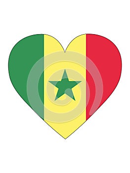 Heart Shaped Flag of Senegal