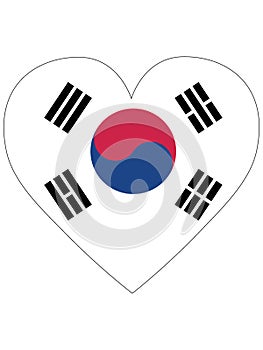 Heart Shaped Flag of South Korea