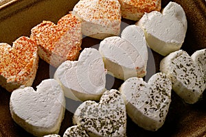 Heart shaped fresh cheese