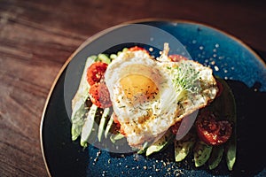 Heart shaped fried egg for a romantic breakfast