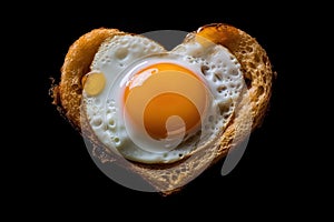 heart shaped fried egg illustration top view generative ai